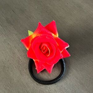 Dark Orange 2" Rose Silk Flower Floral Alligator Hair Clip Brooch Elastic Tie
